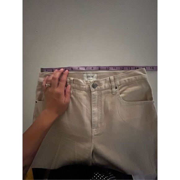 Joie Stretch Flat Front Relaxed Fit Bootcut Jeans Beige Denim Light Wash Size 6 - Picture 12 of 14